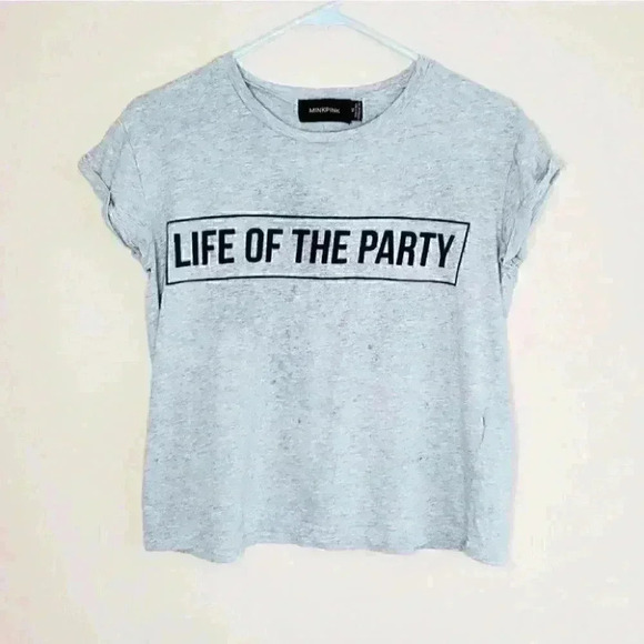 MinkPink life of the party gray short sleeve tee - Picture 4 of 10